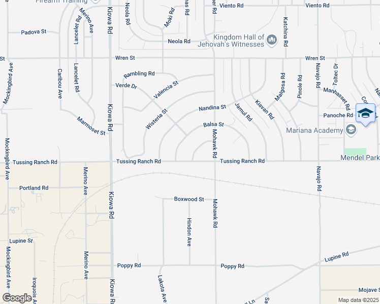 map of restaurants, bars, coffee shops, grocery stores, and more near 21148 Rosewood Street in Apple Valley