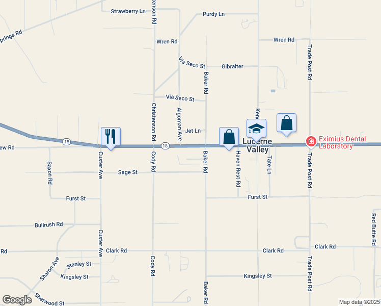 map of restaurants, bars, coffee shops, grocery stores, and more near 31653 California 18 in Lucerne Valley