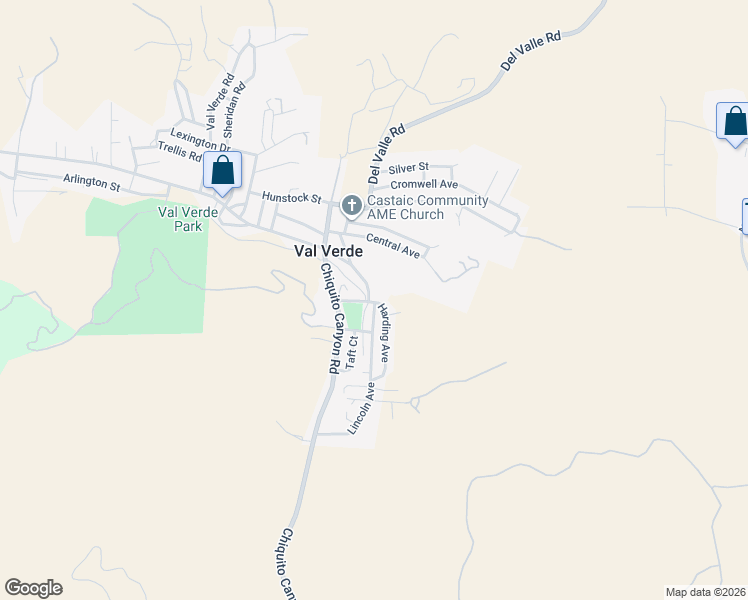 map of restaurants, bars, coffee shops, grocery stores, and more near in Val Verde