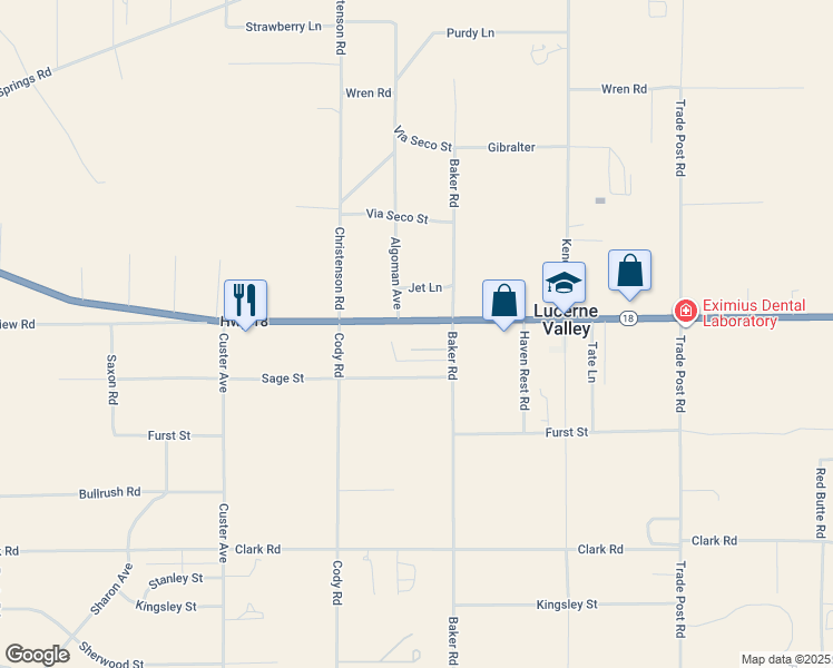 map of restaurants, bars, coffee shops, grocery stores, and more near 31653 California 18 in Lucerne Valley