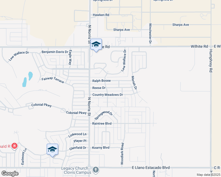 map of restaurants, bars, coffee shops, grocery stores, and more near 2205 Reese Drive in Clovis