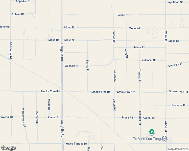map of restaurants, bars, coffee shops, grocery stores, and more near 10627 Shasta Road in Phelan