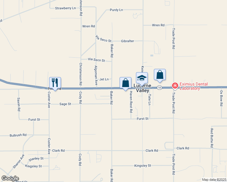 map of restaurants, bars, coffee shops, grocery stores, and more near 31717 California 18 in Lucerne Valley