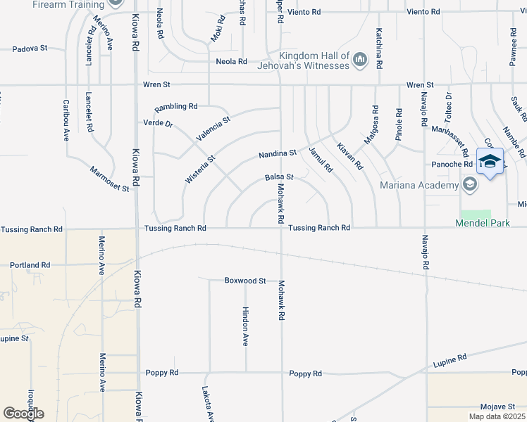 map of restaurants, bars, coffee shops, grocery stores, and more near 21259 Rosewood Street in Apple Valley