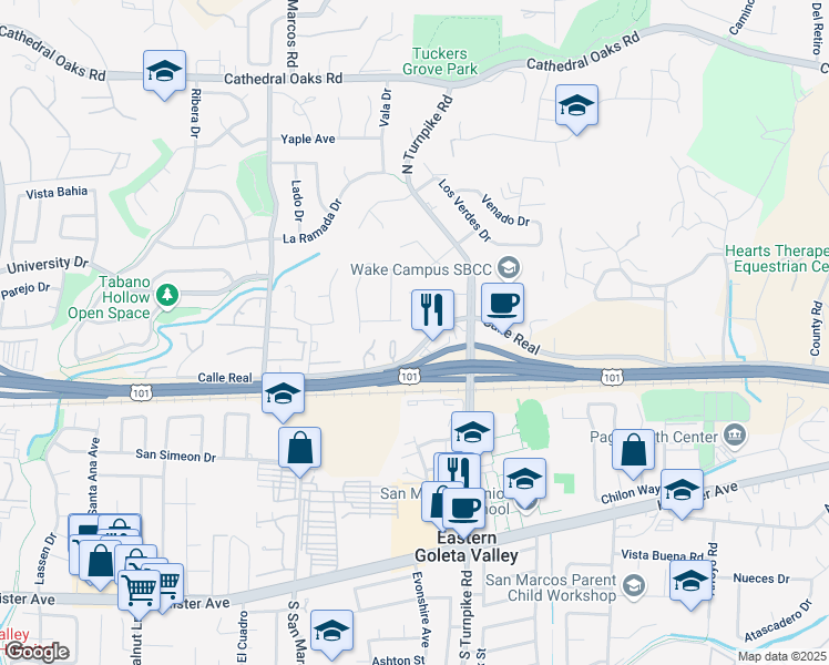 map of restaurants, bars, coffee shops, grocery stores, and more near in Santa Barbara County