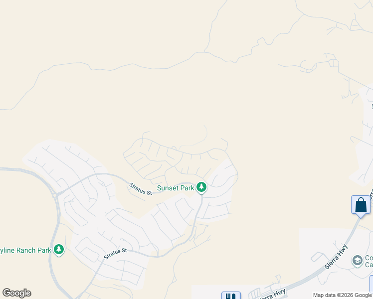 map of restaurants, bars, coffee shops, grocery stores, and more near 17875 Cirrus Drive in Santa Clarita