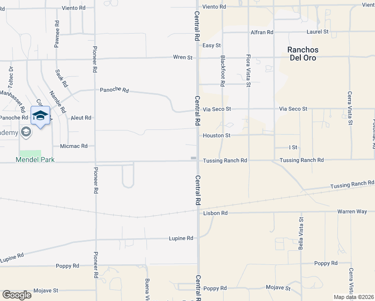 map of restaurants, bars, coffee shops, grocery stores, and more near 10566 Central Rd in Apple Valley
