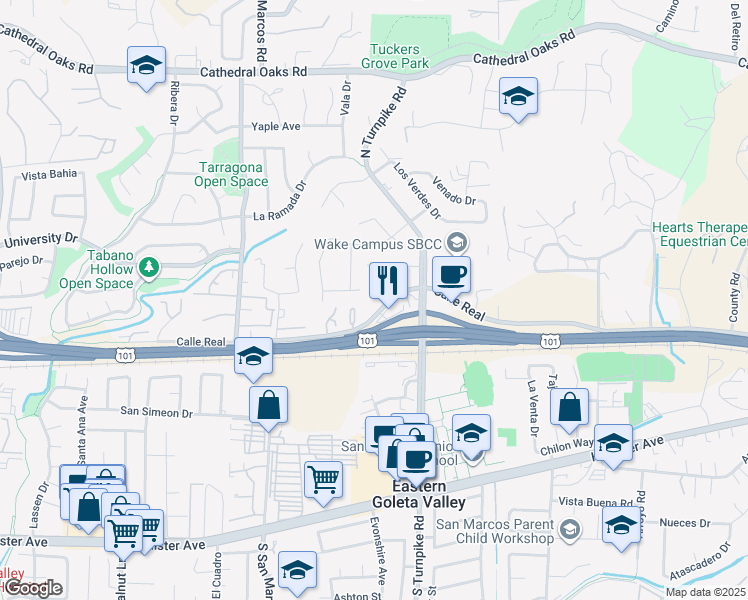 map of restaurants, bars, coffee shops, grocery stores, and more near in Santa Barbara County