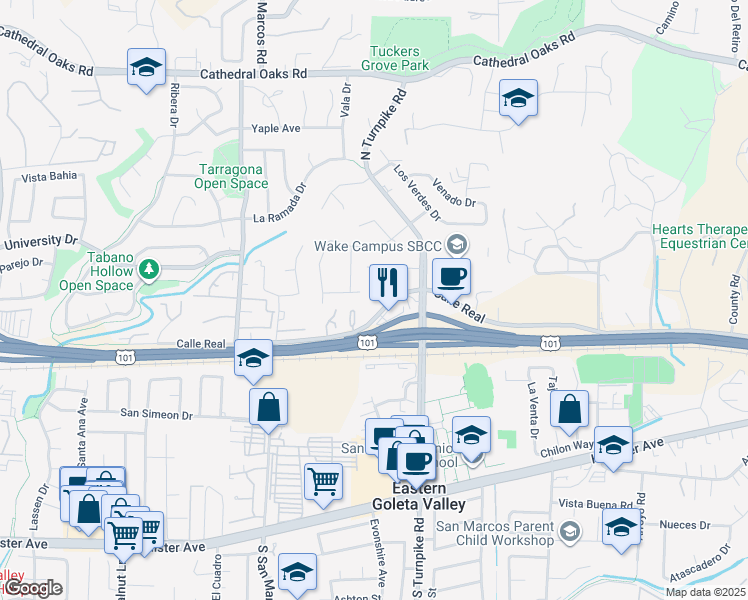 map of restaurants, bars, coffee shops, grocery stores, and more near in Santa Barbara County