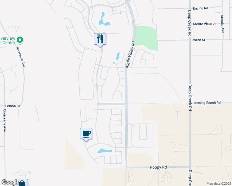 map of restaurants, bars, coffee shops, grocery stores, and more near 10485 Nobleton Road in Apple Valley