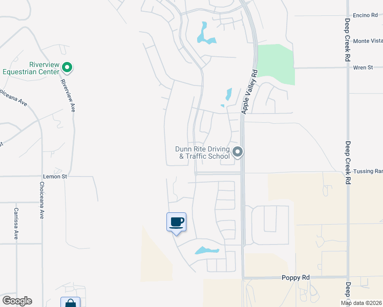 map of restaurants, bars, coffee shops, grocery stores, and more near 10495 Bridge Haven Road in Apple Valley