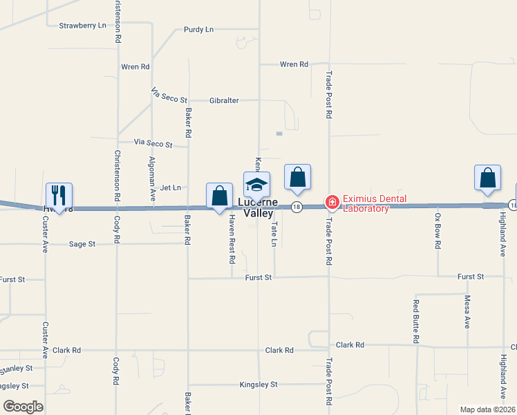 map of restaurants, bars, coffee shops, grocery stores, and more near in Lucerne Valley