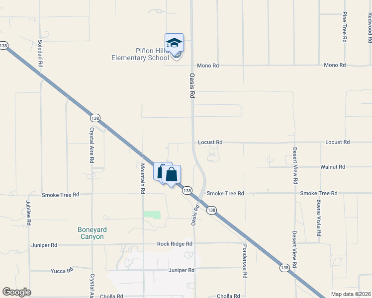 map of restaurants, bars, coffee shops, grocery stores, and more near 875 Locust Road in Pinon Hills
