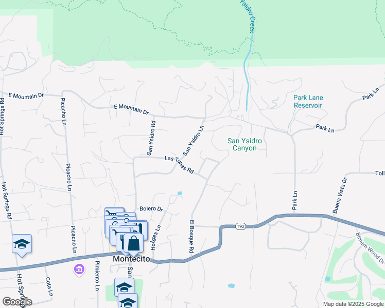 map of restaurants, bars, coffee shops, grocery stores, and more near 840 San Ysidro Lane in Montecito