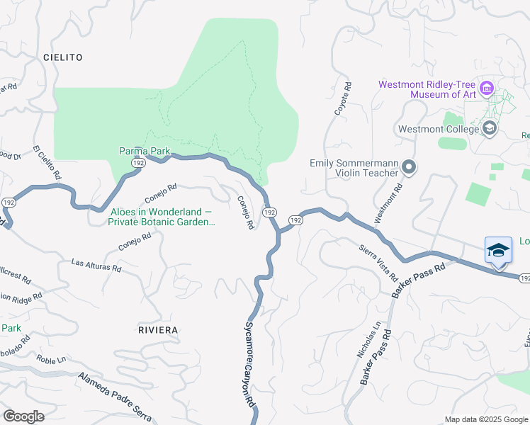 map of restaurants, bars, coffee shops, grocery stores, and more near 1825 Stanwood Drive in Santa Barbara