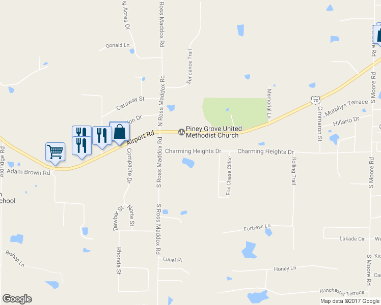 map of restaurants, bars, coffee shops, grocery stores, and more near 511 Charming Heights Drive in Garland County