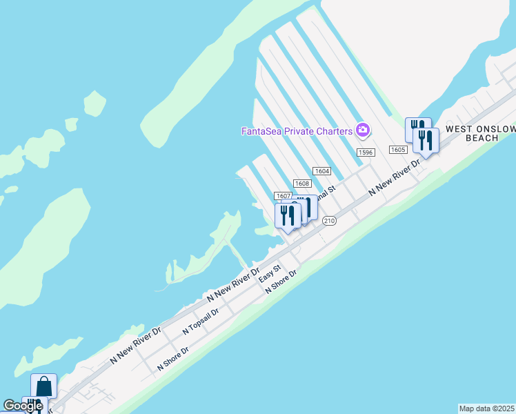 map of restaurants, bars, coffee shops, grocery stores, and more near 933 Broadway Street in Holly Ridge
