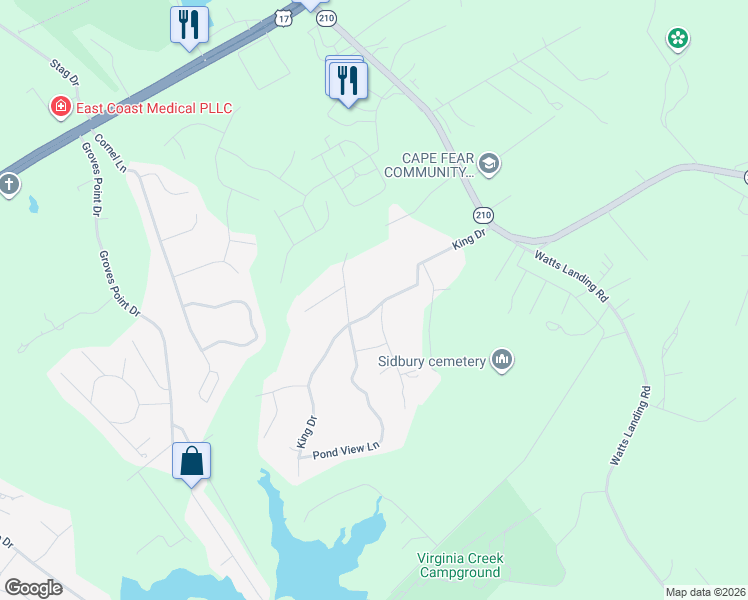 map of restaurants, bars, coffee shops, grocery stores, and more near 370 King Drive in Hampstead