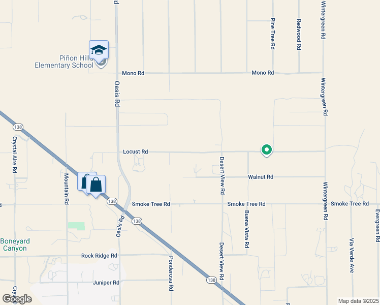 map of restaurants, bars, coffee shops, grocery stores, and more near Locust Road in Pinon Hills