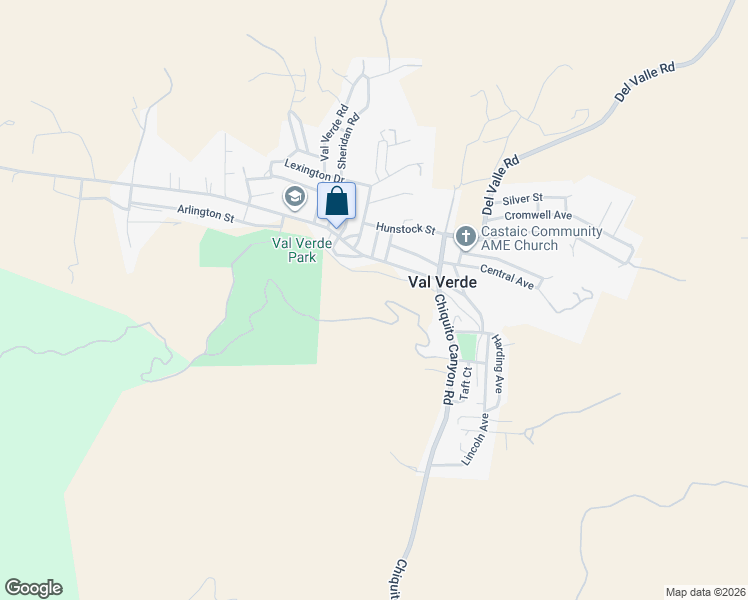 map of restaurants, bars, coffee shops, grocery stores, and more near 30047 1/2 Madison Way in Val Verde