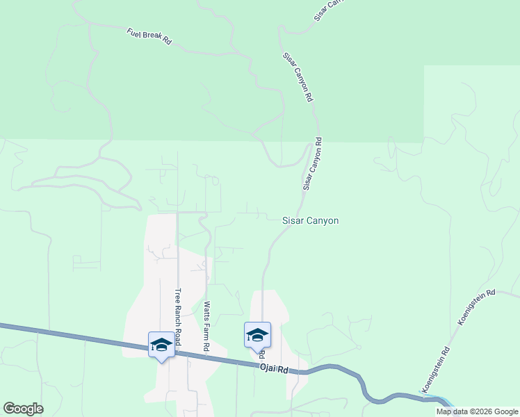 map of restaurants, bars, coffee shops, grocery stores, and more near 12742 Sisar Road in Ojai