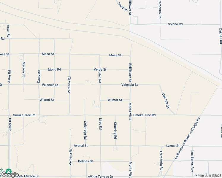 map of restaurants, bars, coffee shops, grocery stores, and more near 11177 Valencia Street in Oak Hills