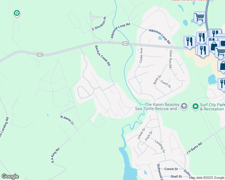map of restaurants, bars, coffee shops, grocery stores, and more near 104 Superior Court in Hampstead