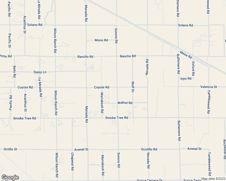 map of restaurants, bars, coffee shops, grocery stores, and more near 6895 Coyote Road in Phelan