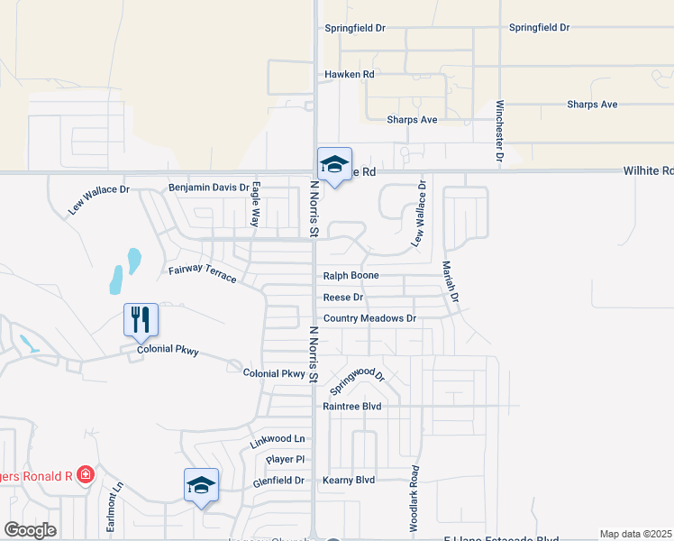 map of restaurants, bars, coffee shops, grocery stores, and more near 2112 Ralph Boone in Clovis