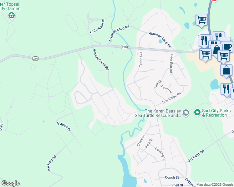map of restaurants, bars, coffee shops, grocery stores, and more near 104 Superior Court in Hampstead