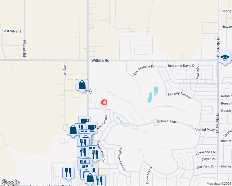 map of restaurants, bars, coffee shops, grocery stores, and more near 412 Diamondhead Drive in Clovis
