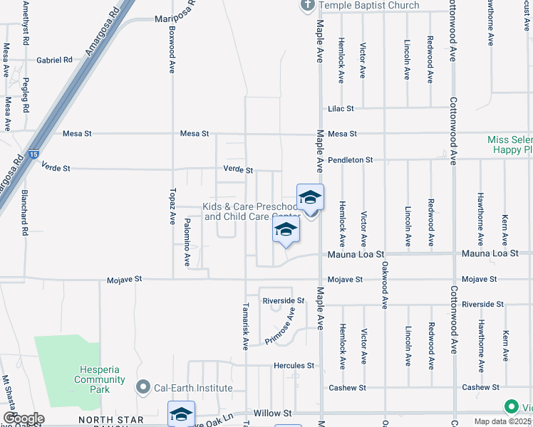 map of restaurants, bars, coffee shops, grocery stores, and more near 14380 Northpark Road in Hesperia