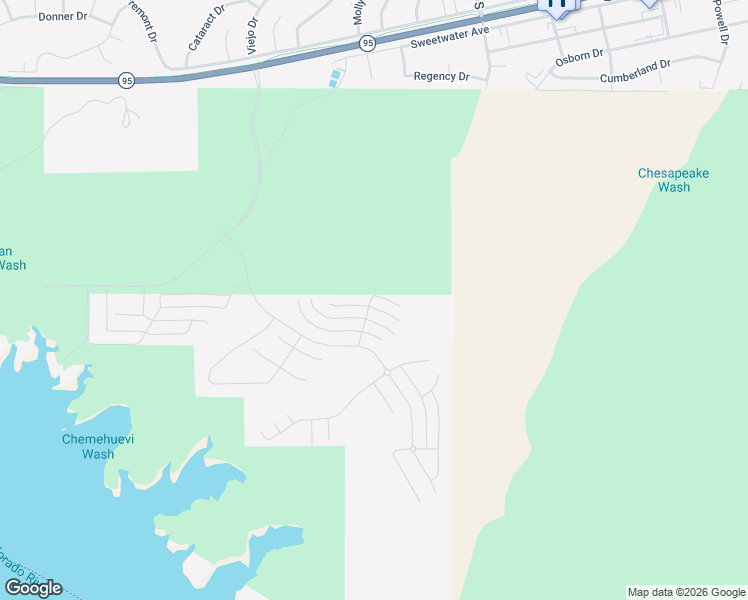 map of restaurants, bars, coffee shops, grocery stores, and more near 2530 Sweetwater Lane in Lake Havasu City