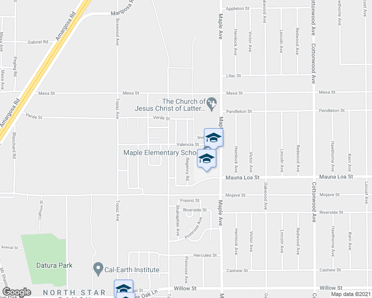 map of restaurants, bars, coffee shops, grocery stores, and more near 14380 Northpark Road in Hesperia