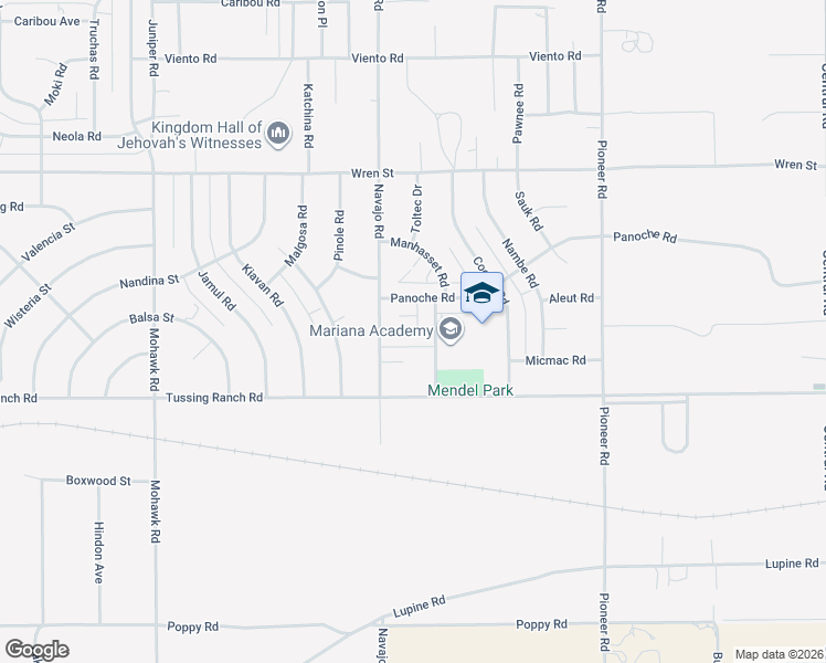 map of restaurants, bars, coffee shops, grocery stores, and more near 10621 Gila Court in Apple Valley