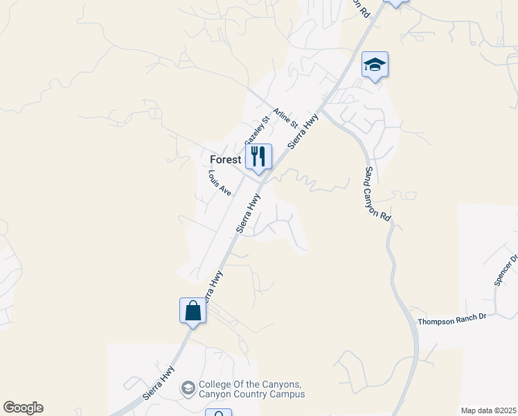 map of restaurants, bars, coffee shops, grocery stores, and more near 29513 Blake Way in Los Angeles County