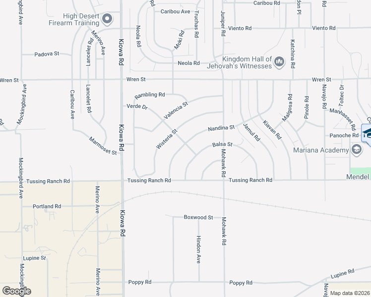 map of restaurants, bars, coffee shops, grocery stores, and more near 21141 Nandina Street in Apple Valley