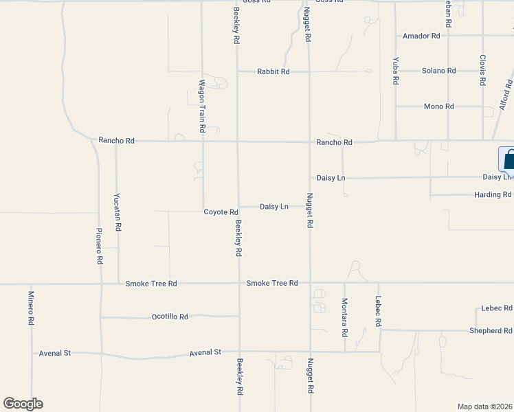 map of restaurants, bars, coffee shops, grocery stores, and more near 3600 Daisy Lane in Phelan