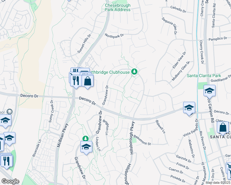 map of restaurants, bars, coffee shops, grocery stores, and more near 27569 Wellsley Way in Santa Clarita