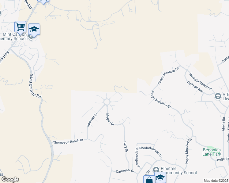 map of restaurants, bars, coffee shops, grocery stores, and more near 15650 Sack Junior Lane in Santa Clarita