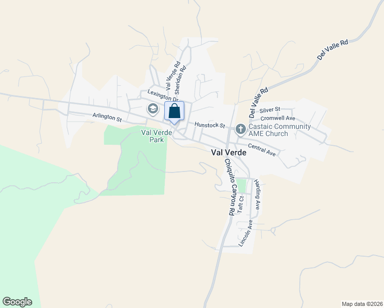 map of restaurants, bars, coffee shops, grocery stores, and more near 30047 1/2 Madison Way in Val Verde