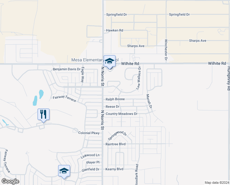 map of restaurants, bars, coffee shops, grocery stores, and more near 228 Crusader Court in Clovis