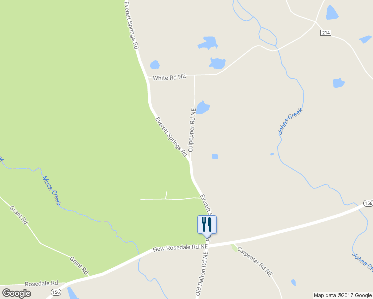 map of restaurants, bars, coffee shops, grocery stores, and more near 7 Culpepper Road Northeast in Calhoun