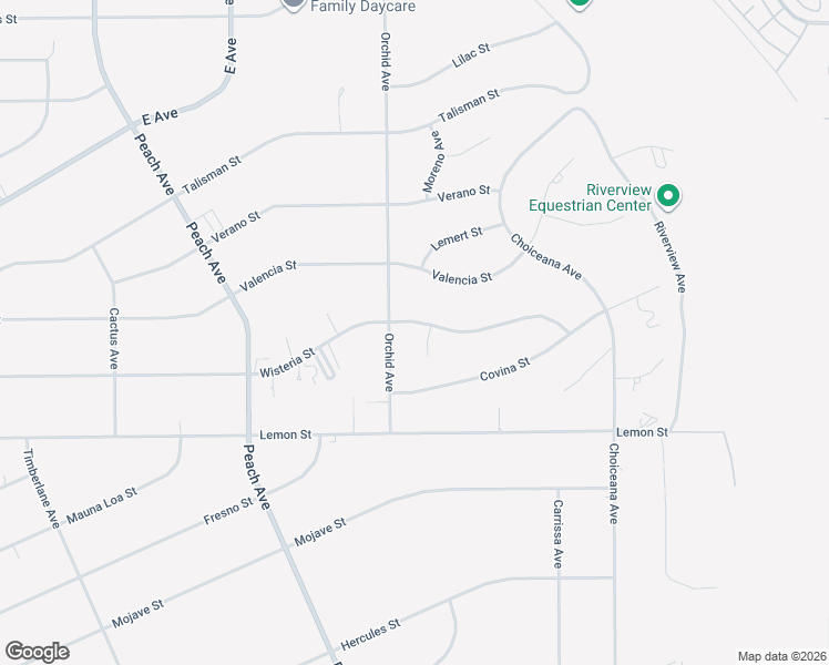map of restaurants, bars, coffee shops, grocery stores, and more near 18557 Wisteria Street in Hesperia