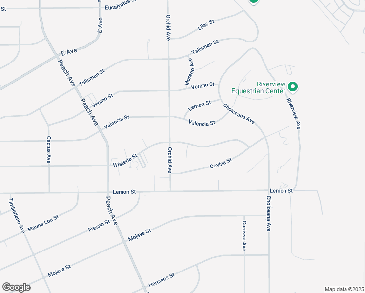 map of restaurants, bars, coffee shops, grocery stores, and more near 18557 Wisteria Street in Hesperia