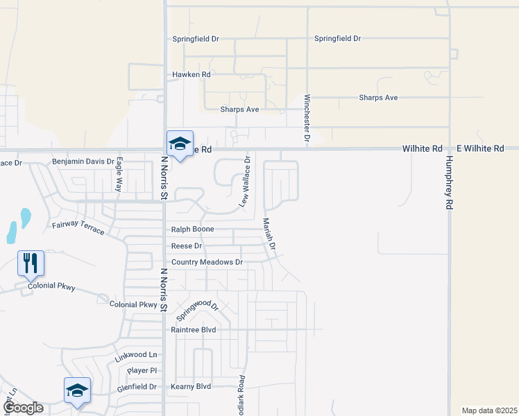 map of restaurants, bars, coffee shops, grocery stores, and more near 4200 Sandstone Drive in Clovis