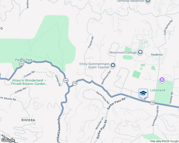 map of restaurants, bars, coffee shops, grocery stores, and more near 1903 Coyote Circle in Santa Barbara