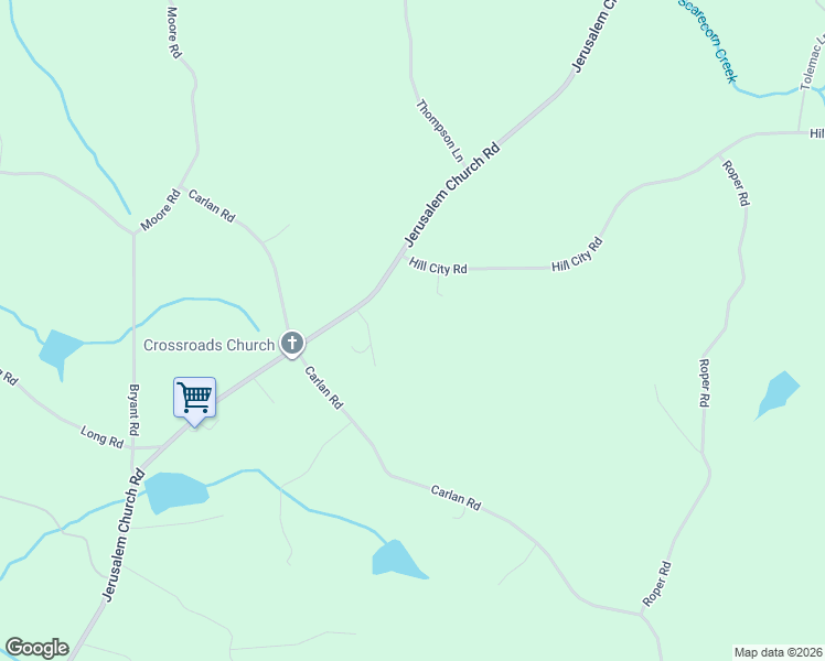 map of restaurants, bars, coffee shops, grocery stores, and more near 2393 Jerusalem Church Road in Jasper