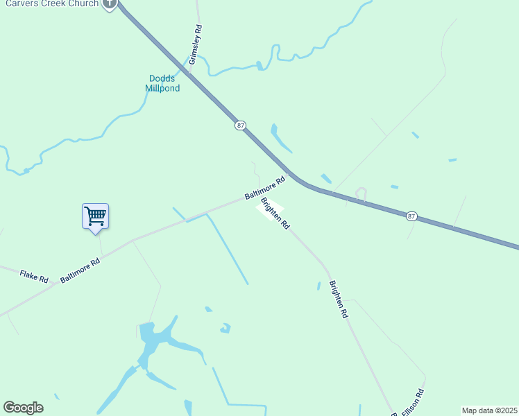 map of restaurants, bars, coffee shops, grocery stores, and more near 56 Brighten Road in Riegelwood
