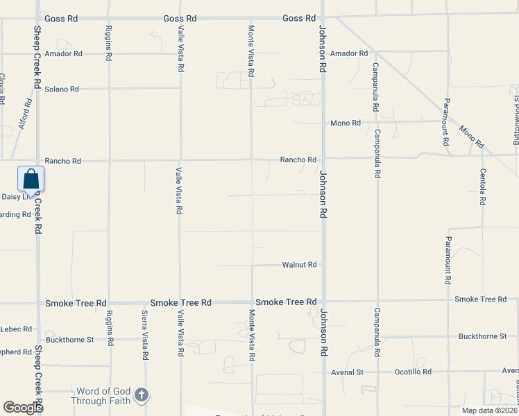 map of restaurants, bars, coffee shops, grocery stores, and more near 10772 Monte Vista Road in Phelan